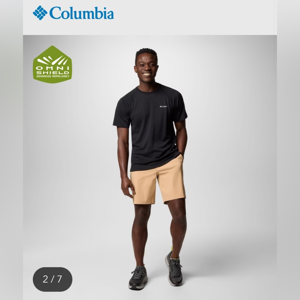 Columbia Mens Shorts Size 42 Beige Zippered Pocket Omni-Shield Outdoor Hiking